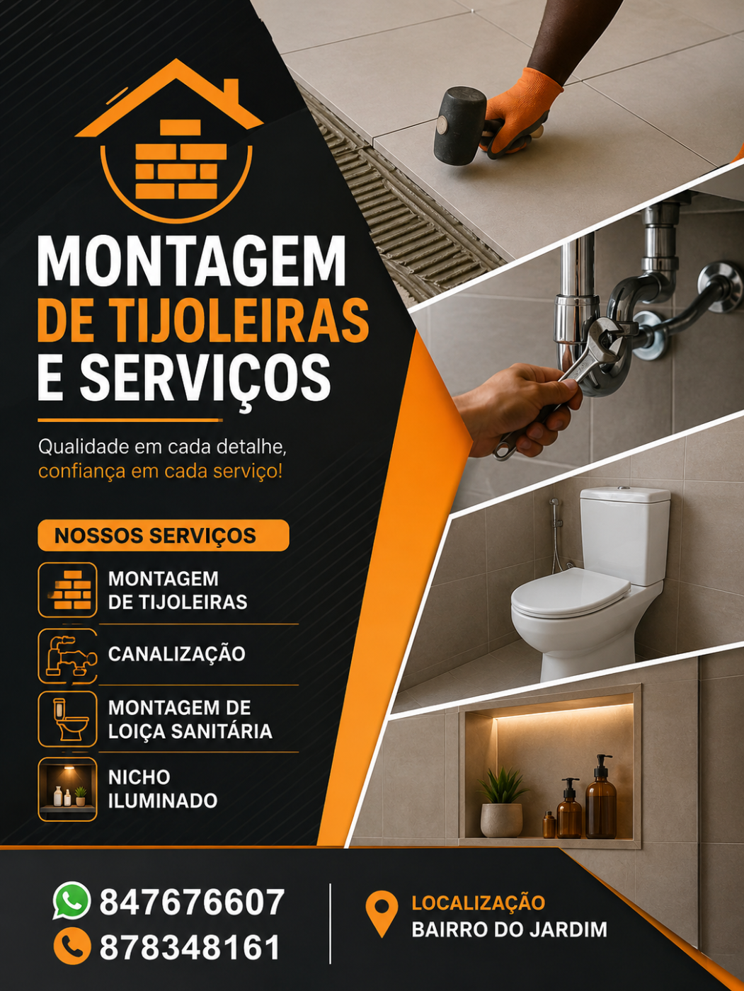 Montagem de tijoleiras e serviços