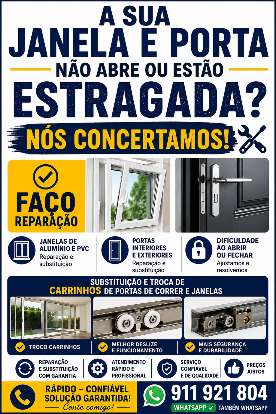 Reparações de janelas e portas em alumínios