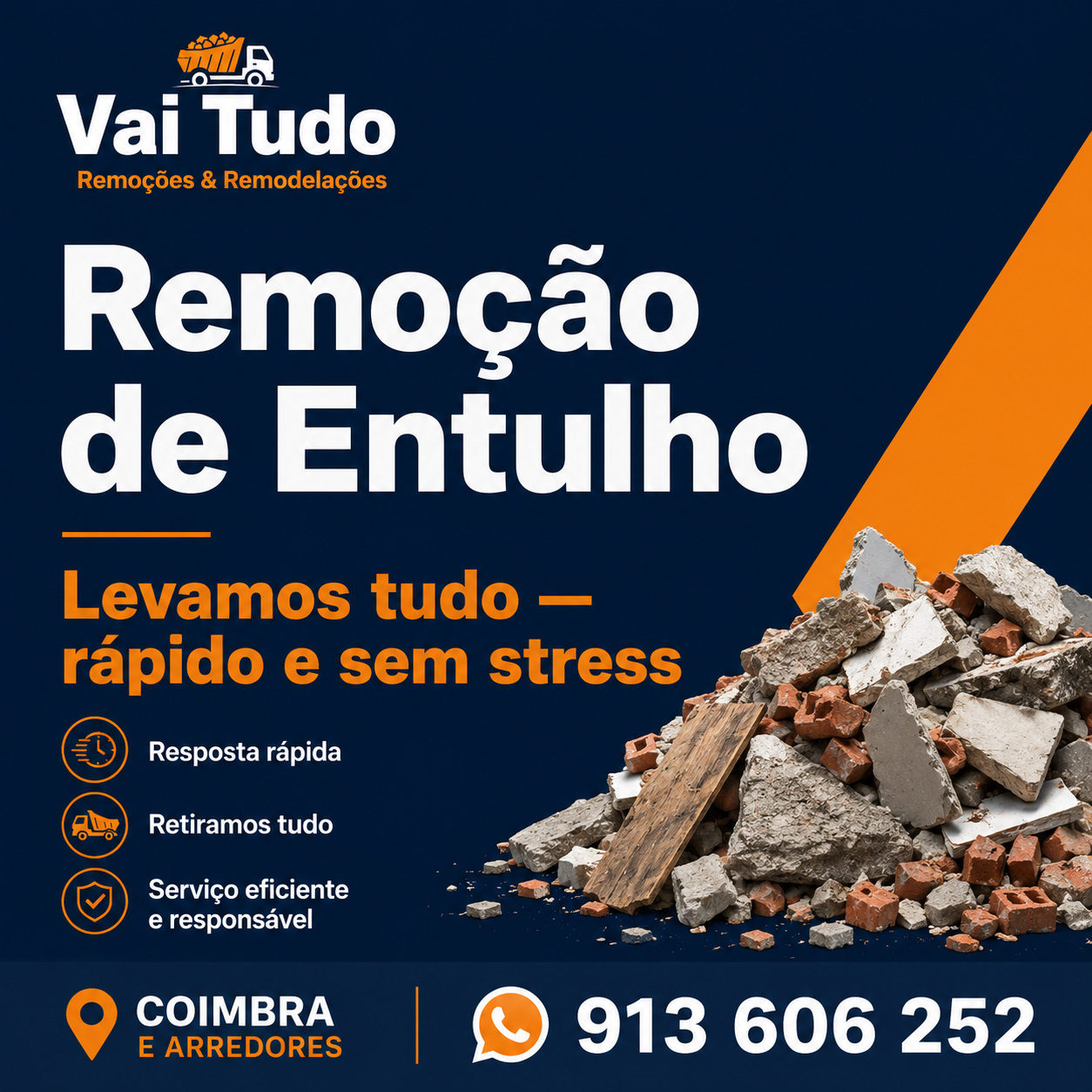 Remoção de Entulho — Coimbra e Arredores — Resposta Rápida